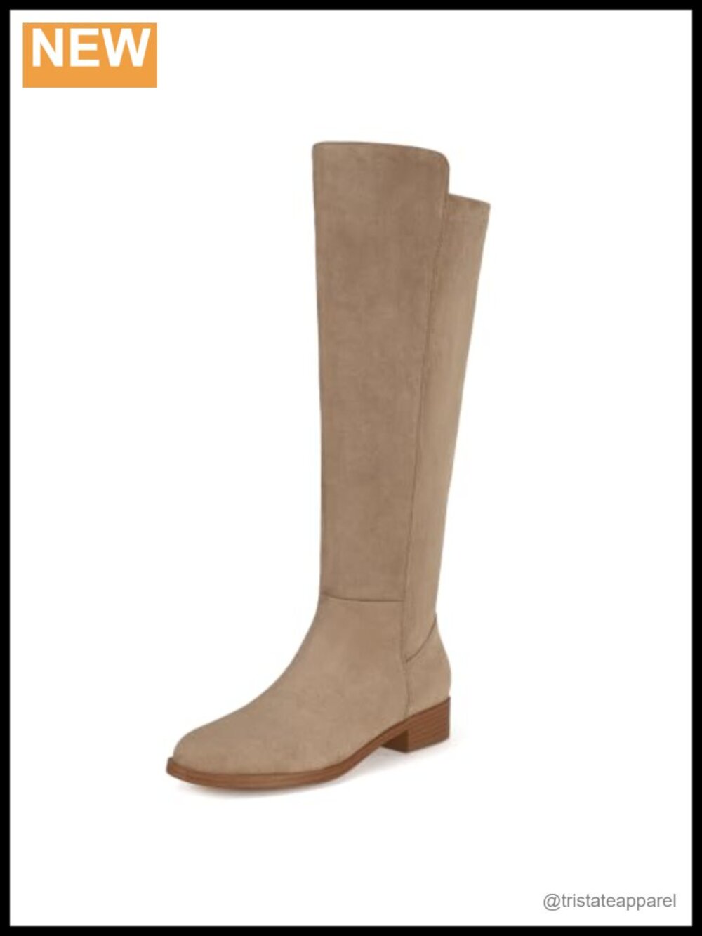 Faux Suede Flat Knee High Boots for Women Round Toe Side Zipper